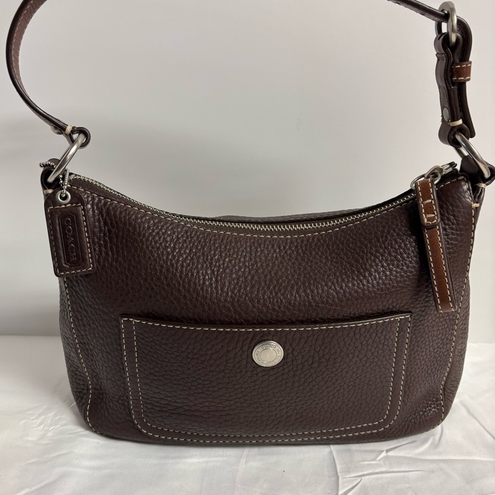 Vintage Coach Chelsea Dark Brown Pebble Leather Shoulder Bag